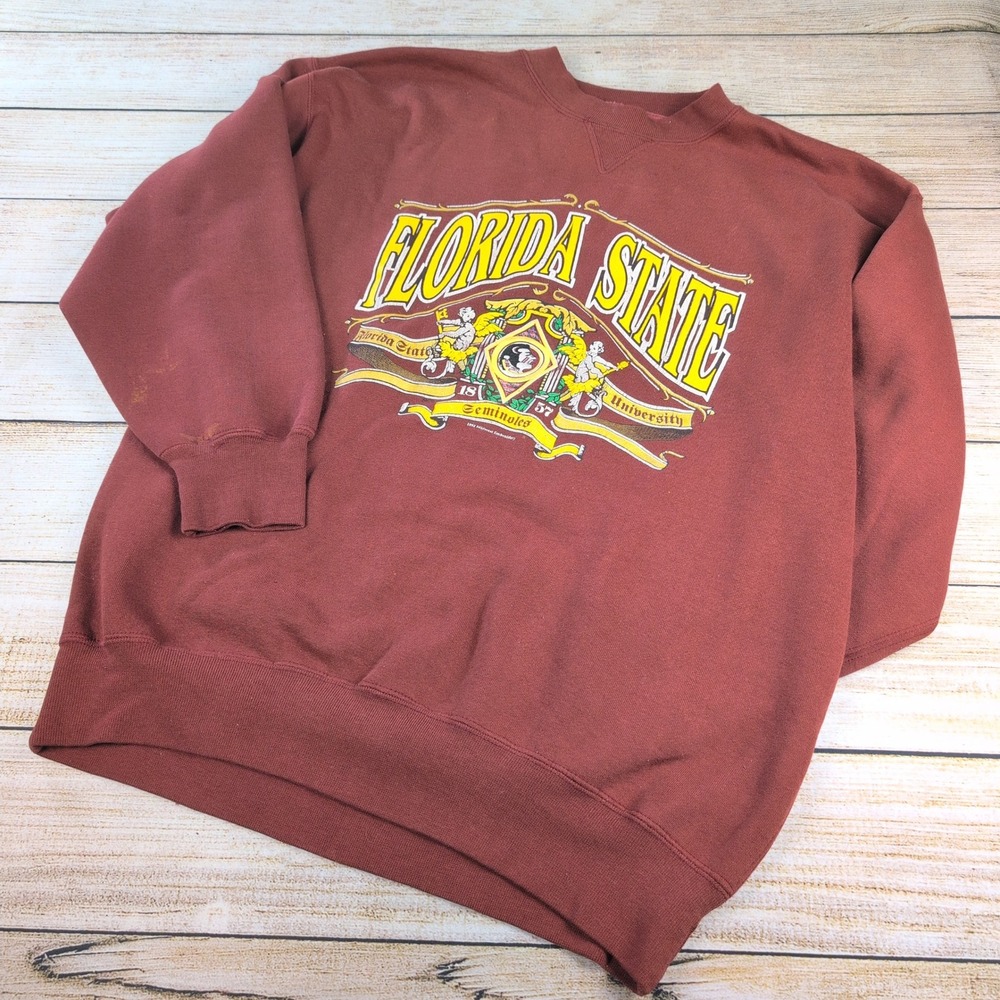 Vintage 1992 Florida State Seminoles FSU Midwest Embroidery Sweatshirt XL Maroon